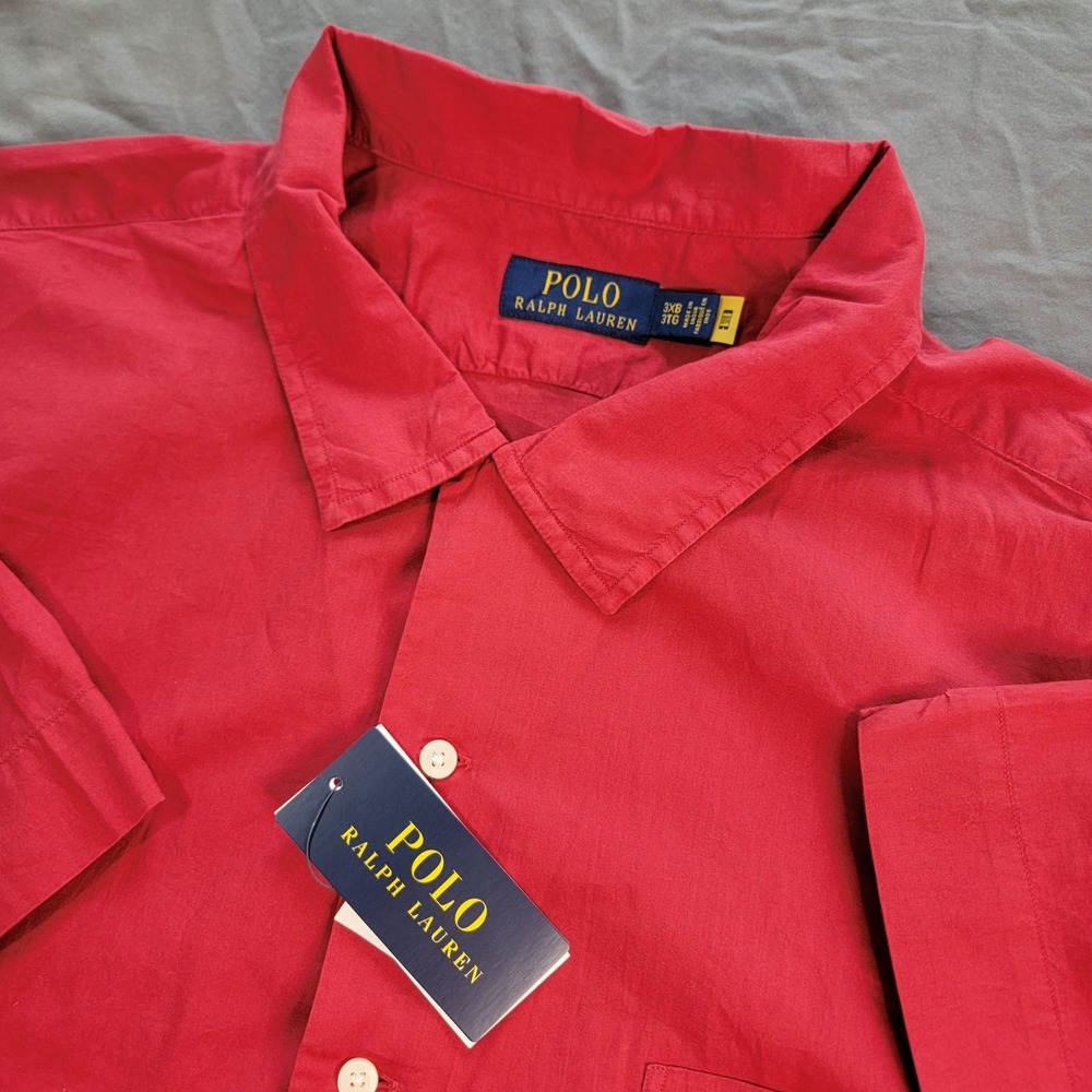 New Polo Ralph Lauren Shirt Men's 3XB Red Button Up Featherweight